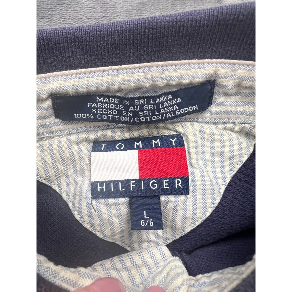 Tommy Hilfiger Polo Shirt Mens Large Navy Blue Cotton Golf Resort Wear Tennis - Picture 3 of 8